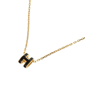 新品同様 エルメス ミニ ポップアッシュH ブラック ゴールド金具 ネックレス アクセサリー 黒 0284 【中古】 HERMES
