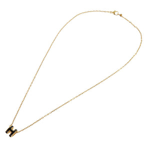 新品同様 エルメス ミニ ポップアッシュH ブラック ゴールド金具 ネックレス アクセサリー 黒 0284 【中古】 HERMES