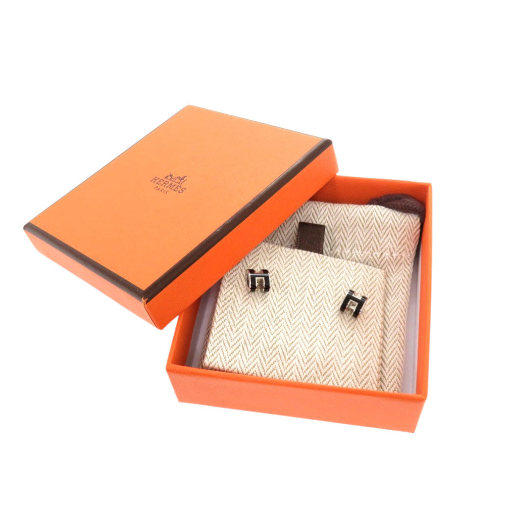新品同様 エルメス ポップアッシュ ミニ ブラック シルバー金具 ピアス アクセサリー 黒 0285 【中古】 HERMES