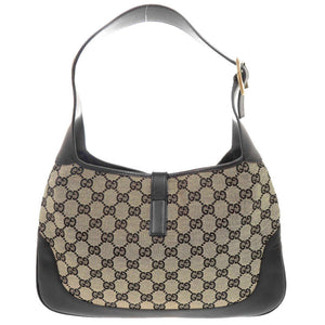 美品 グッチ ジャッキー 001・3306 GGキャンバス レザー ベージュ ブラック ワンショルダーバッグ ショルダーバッグ 0287【中古】GUCCI