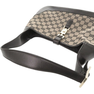 美品 グッチ ジャッキー 001・3306 GGキャンバス レザー ベージュ ブラック ワンショルダーバッグ ショルダーバッグ 0287【中古】GUCCI