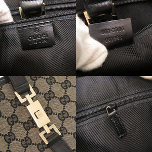 美品 グッチ ジャッキー 001・3306 GGキャンバス レザー ベージュ ブラック ワンショルダーバッグ ショルダーバッグ 0287【中古】GUCCI