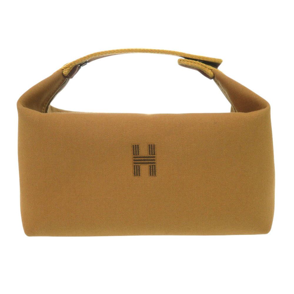 新品同様 エルメス ブリッド ア ブラック GM コットン ブラウン シルバー金具 ハンドバッグ 0298【中古】HERMES