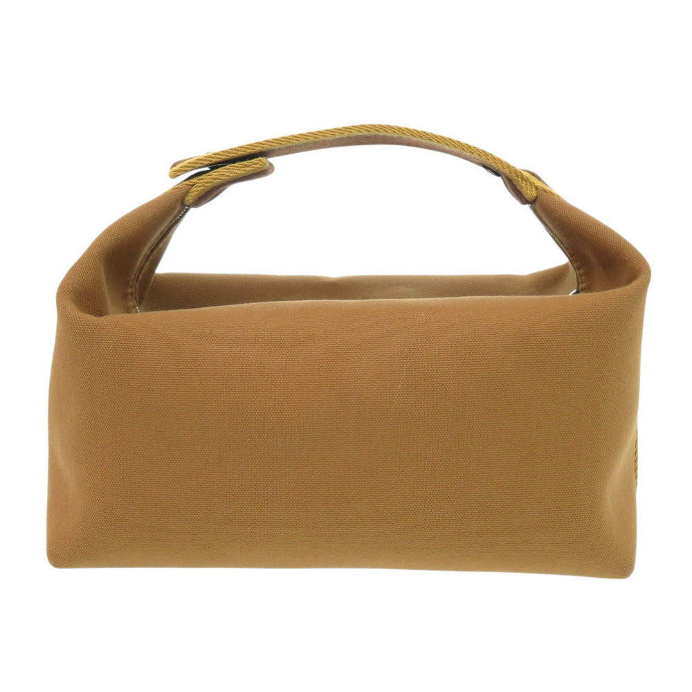 新品同様 エルメス ブリッド ア ブラック GM コットン ブラウン シルバー金具 ハンドバッグ 0298【中古】HERMES