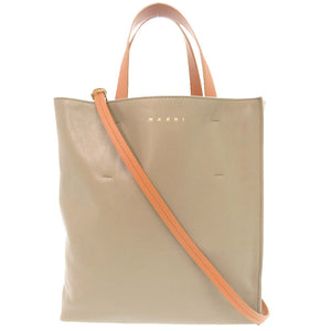 美品 マルニ MUSEO ミュゼオ レザー ベージュ 2WAY トートバッグ ショルダーバッグ 0305【中古】MARNI