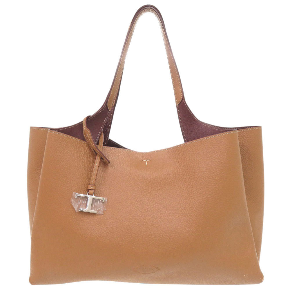 美品 トッズ Tタイムレス レザー ブラウン トートバッグ 茶 0308【中古】TOD’S