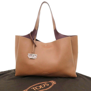 美品 トッズ Tタイムレス レザー ブラウン トートバッグ 茶 0308【中古】TOD’S