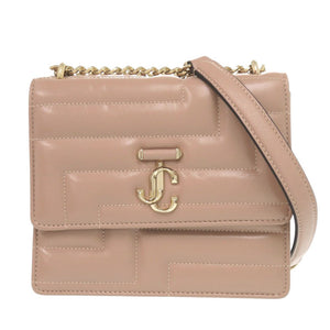 美品 ジミーチュウ ヴァレンヌ チェーン ショルダーバッグ レザー ピンクベージュ 0313【中古】JIMMY CHOO