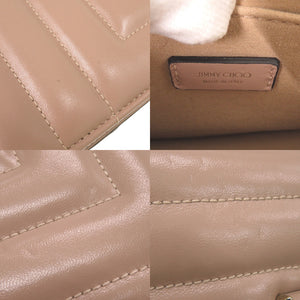 美品 ジミーチュウ ヴァレンヌ チェーン ショルダーバッグ レザー ピンクベージュ 0313【中古】JIMMY CHOO