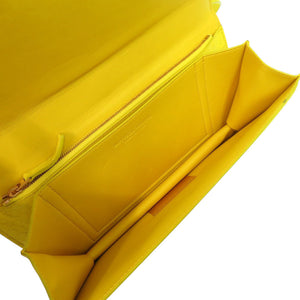 美品 ボッテガヴェネタ ザ クラシック マットクロコ イエロー 黄 ショルダーバッグ 0341【中古】BOTTEGAVENETA