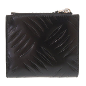美品 プラダ ロゴ コンパクトウォレット ブラッシュドレザー ブラック 二つ折り財布 黒 0352【中古】PRADA