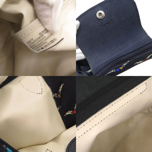 美品 ロンシャン ル プリアージュ シュヴォエレ ナイロン ネイビー トートバッグ 0358【中古】Longchamp