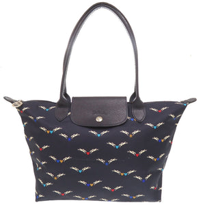 美品 ロンシャン ル プリアージュ シュヴォエレ ナイロン ネイビー トートバッグ 0358【中古】Longchamp