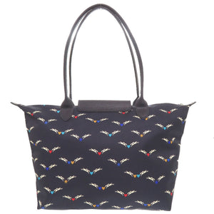 美品 ロンシャン ル プリアージュ シュヴォエレ ナイロン ネイビー トートバッグ 0358【中古】Longchamp