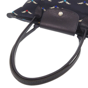 美品 ロンシャン ル プリアージュ シュヴォエレ ナイロン ネイビー トートバッグ 0358【中古】Longchamp