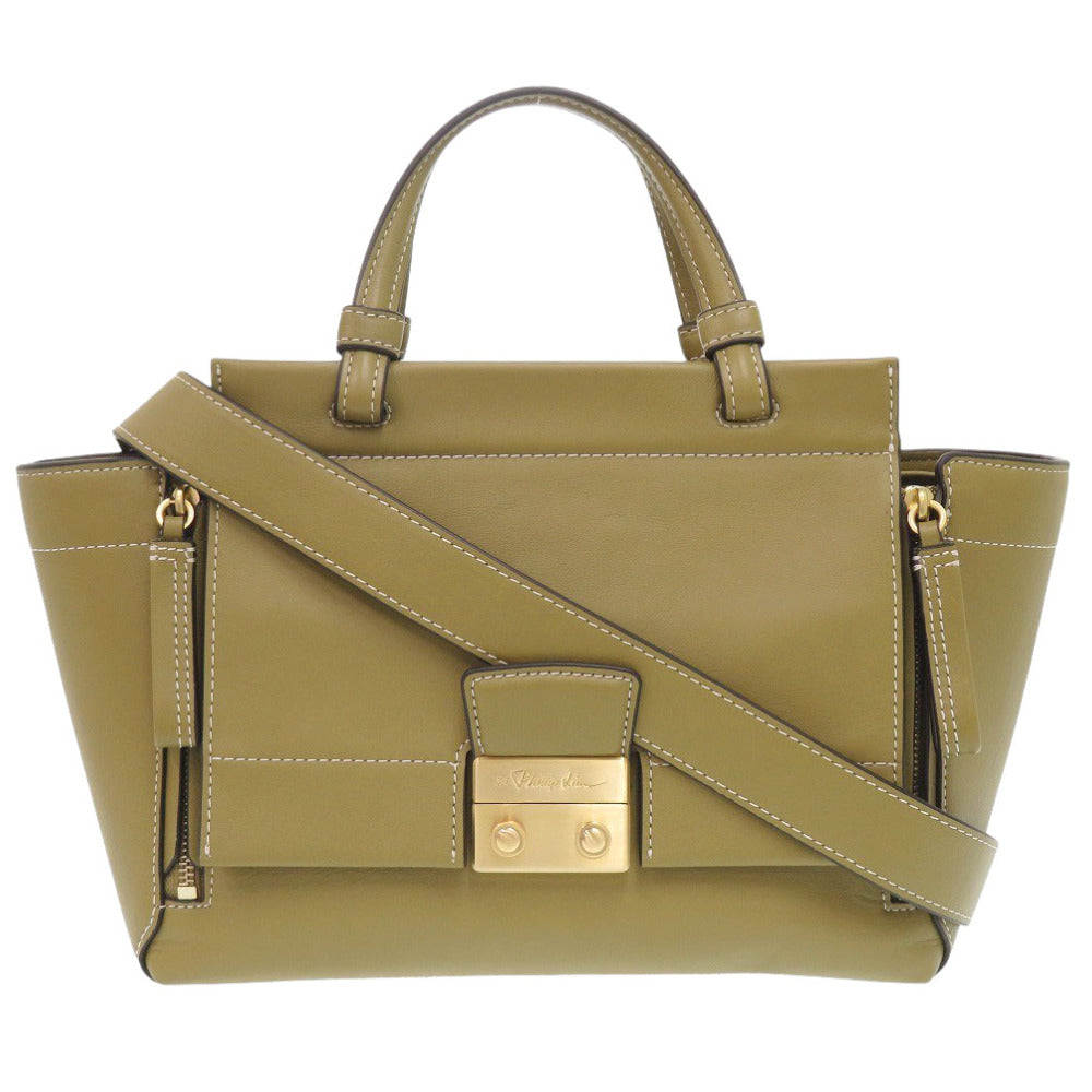 新品同様 スリーワンフィリップリム 2WAY レザー カーキ ハンドバッグ 0364【中古】3.1 phillip lim
