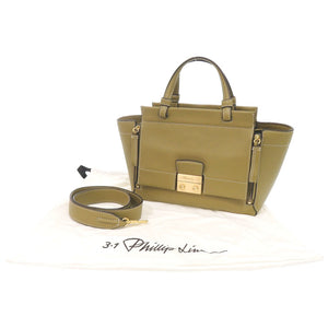 新品同様 スリーワンフィリップリム 2WAY レザー カーキ ハンドバッグ 0364【中古】3.1 phillip lim