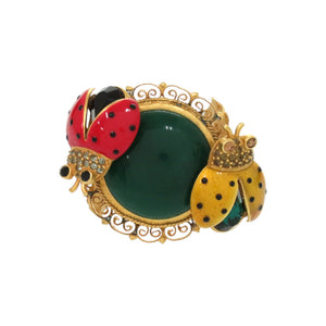 美品 ドルチェアンドガッバーナ てんとう虫 真鍮 約14号 グリーン リング 指輪 0371【中古】DOLCE&GABBANA