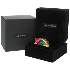 美品 ドルチェアンドガッバーナ てんとう虫 真鍮 約14号 グリーン リング 指輪 0371【中古】DOLCE&GABBANA