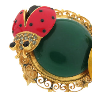 美品 ドルチェアンドガッバーナ てんとう虫 真鍮 約14号 グリーン リング 指輪 0371【中古】DOLCE&GABBANA