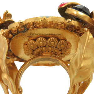 美品 ドルチェアンドガッバーナ てんとう虫 真鍮 約14号 グリーン リング 指輪 0371【中古】DOLCE&GABBANA