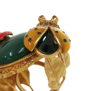 美品 ドルチェアンドガッバーナ てんとう虫 真鍮 約14号 グリーン リング 指輪 0371【中古】DOLCE&GABBANA