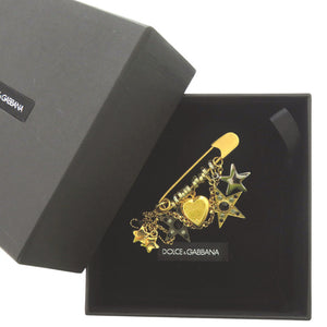 美品 ドルチェアンドガッバーナ ブローチ メタル ゴールド シルバー ブラック 0372【中古】DOLCE&GABBANA