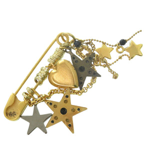 美品 ドルチェアンドガッバーナ ブローチ メタル ゴールド シルバー ブラック 0372【中古】DOLCE&GABBANA