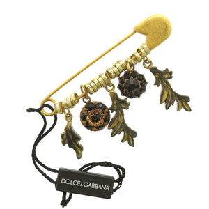 美品 ドルチェアンドガッバーナ ブローチ メタル ゴールド シルバー ブラック 0373【中古】DOLCE&GABBANA