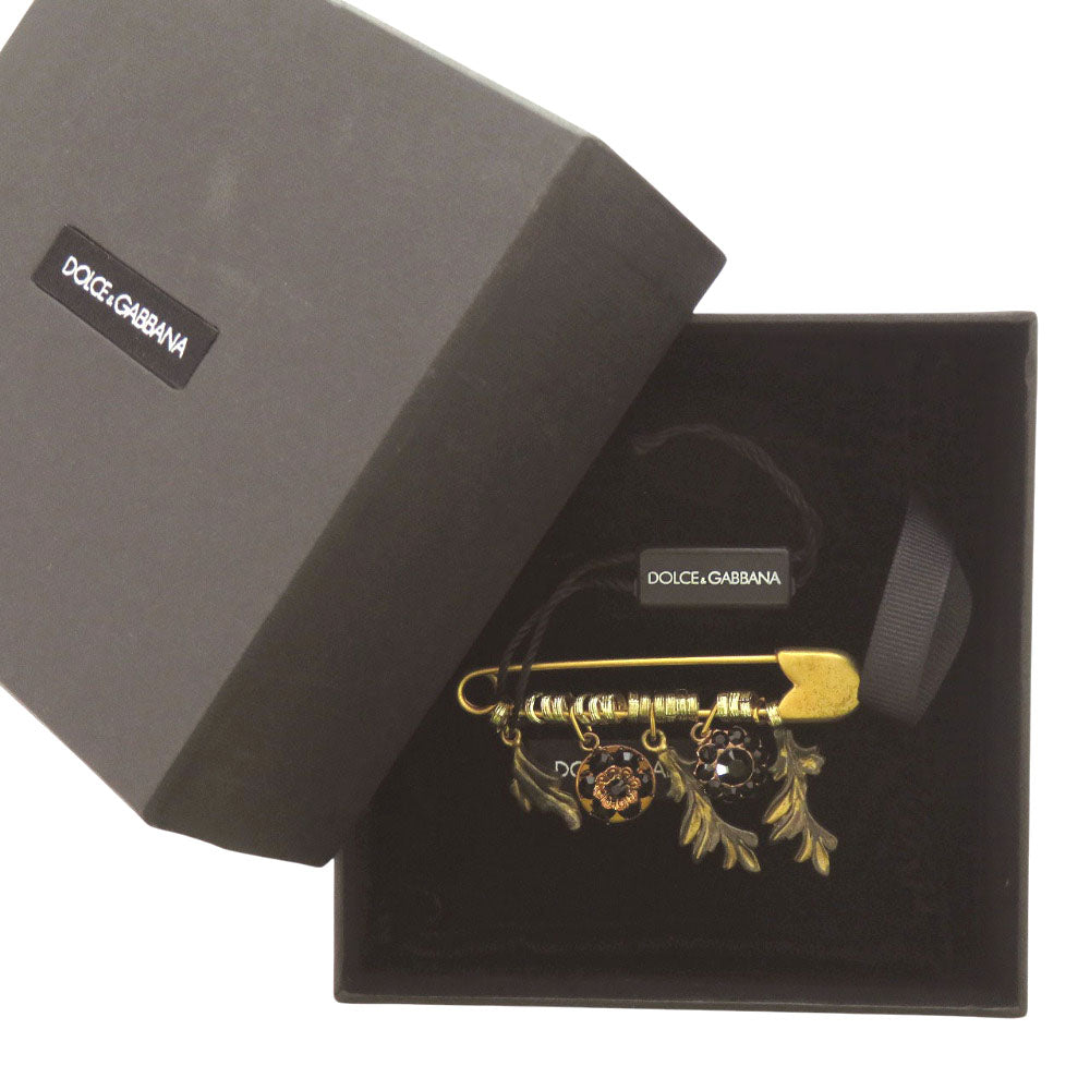 美品 ドルチェアンドガッバーナ ブローチ メタル ゴールド シルバー ブラック 0373【中古】DOLCE&GABBANA