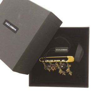 美品 ドルチェアンドガッバーナ ブローチ メタル ゴールド シルバー ブラック 0373【中古】DOLCE&GABBANA
