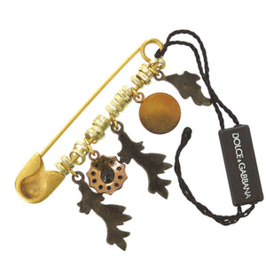 美品 ドルチェアンドガッバーナ ブローチ メタル ゴールド シルバー ブラック 0373【中古】DOLCE&GABBANA