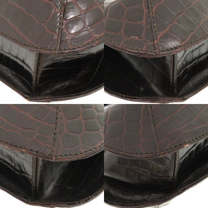 美品 サルヴァトーレフェラガモ クロコ型押しレザー ブラウン ハンドバッグ 2way ショルダーバッグ 0396【中古】Salvatore Ferragamo