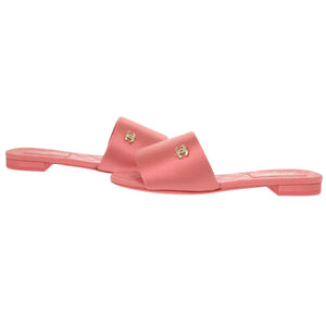 未使用 シャネル フラットサンダル G38858 ココマーク サテン ピンク 0424【中古】CHANEL