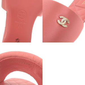 未使用 シャネル フラットサンダル G38858 ココマーク サテン ピンク 0424【中古】CHANEL