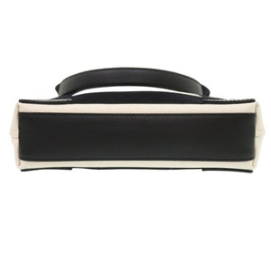 新品同様 バレンシアガ ネイビーカバス XS キャンバス レザー ライトベージュ ブラック 2way ハンドバッグ 0433【中古】BALENCIAGA
