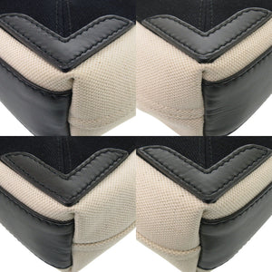 新品同様 バレンシアガ ネイビーカバス XS キャンバス レザー ライトベージュ ブラック 2way ハンドバッグ 0433【中古】BALENCIAGA