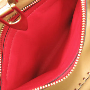 美品 ヴァレンティノ ガラヴァーニ レオパード ロックスタッズ キャンバス/レザー イエロー トートバッグ 0437【中古】Valentino Garavani