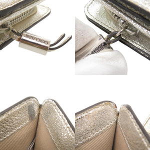 美品 ジミーチュウ スター スタッズ レザー シルバー系 二つ折り財布 0444【中古】JIMMY CHOO