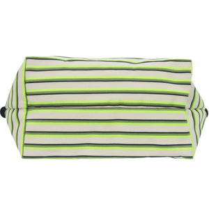 美品 ロンシャン ル プリアージュ マリニエール ボーダー ナイロンキャンバス レザー ホワイト ネイビー ハンドバッグ 0464【中古】Longchamp