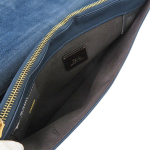 美品 フェンディ ペカン柄 8M0284 レザー キャンバス ブルー ブラウン クラッチバッグ 0475【中古】FENDI