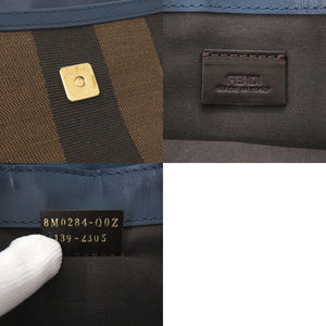 美品 フェンディ ペカン柄 8M0284 レザー キャンバス ブルー ブラウン クラッチバッグ 0475【中古】FENDI