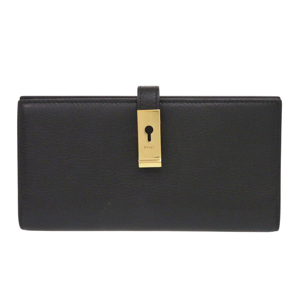 バリー Lock Me レザー ブラック長財布 黒 0548【中古】BALLY