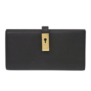 バリー Lock Me レザー ブラック長財布 黒 0548【中古】BALLY