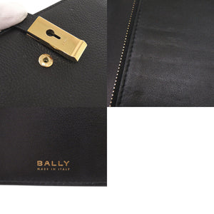 バリー Lock Me レザー ブラック長財布 黒 0548【中古】BALLY