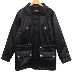 未使用品 シャネル ココマークボタン デタッチャブル フーデッド ジップアップ中綿ジャケット P74341V66902 サイズ36 ポリエステル ポリアミド ブラック 黒 アウター 0564【中古】CHANEL レディース