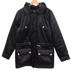 未使用品 シャネル ココマークボタン デタッチャブル フーデッド ジップアップ中綿ジャケット P74341V66902 サイズ36 ポリエステル ポリアミド ブラック 黒 アウター 0564【中古】CHANEL レディース