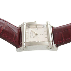 シャリオール アクター SS 型押しレザー シルバー クオーツ 腕時計 0568【中古】CHARRIOL