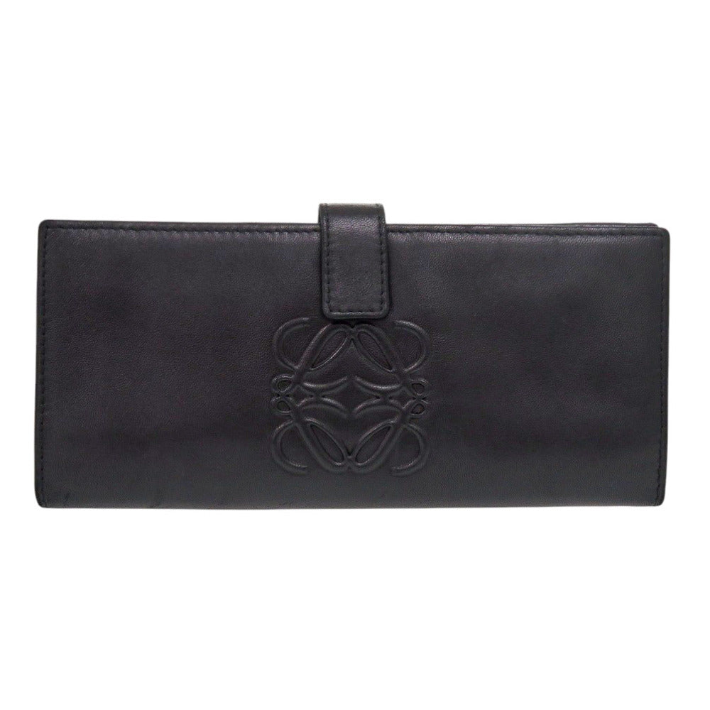 ロエベ アナグラム ナッパレザー ブラック 長財布 黒 0583【中古】LOEWE
