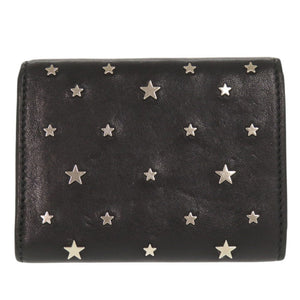 ジミーチュウ スター 星 スタッズ レザー ブラック 三つ折り財布 黒 0585【中古】JIMMY CHOO